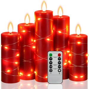Vlamloze kaarsen - Kerstversiering - Led-5st-kerstboomversiering - 24 uur timerfunctie - Feest verlichting - Afstandsbediening