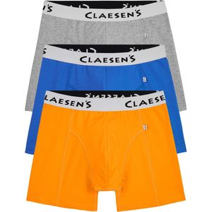 Claesen's Basics normale lengte boxer (3-pack) - heren boxer - grijs - licht blauw - oranje - Maat: S