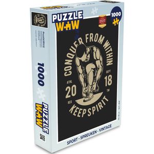 Puzzel Sport - Spreuken - Vintage - Legpuzzel - Puzzel 1000 stukjes volwassenen