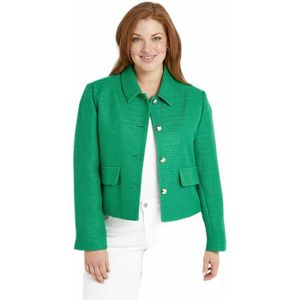 Kort recht colbert met knoopsluiting in effen geweven stof