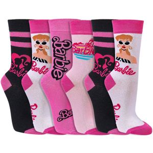 Barbie sokken | Gekamd katoen | Merk: Socks4Fun | Maat: 36-41 | Kleur: Roze | 6 Paar