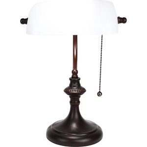 LumiLamp Tafellamp 26*16*38 cm E27/max 1*40W Wit Metaal, Glas Bureaulamp Nachtlampje