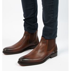 Manfield Leren Chelsea Boots Bruin