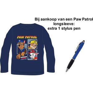 Paw Patrol Nickelodeon Longsleeve - T-shirt - Donkerblauw. Maat 116-122 cm / 6-7 jaar + EXTRA 1 Stylus Pen