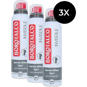 Borotalco Invisible Anti-Stains Dry Deodorant Spray - 3 x 150 ml
