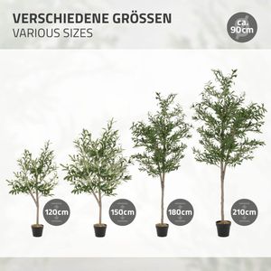Kunstmatige olijfboom 180 cm kunstplant met natuurlijke houten stam en vruchten ML design