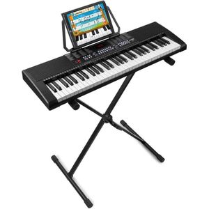 Keyboard piano - MAX KB4 keyboard 61 toetsen, keyboard set met keyboard standaard en microfoon