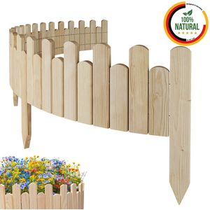 Floranica Flexibele Borderrand Gazonrand Perkrand 2 m x 20 cm Onbehandeld Bloembedrand hout niet geïmpregneerd Palissade Rolboord Omheining voor tuin