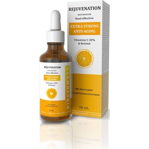 Vitamine C serum & Retinol (50 ml) - REJUVATNATION - Dual effective voor het herstellen van een natuurlijk gloed, tegen rimpels en pigment vlekken, egaliserend.