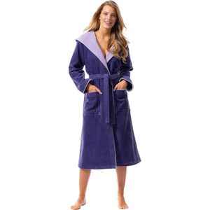 Damesbadjas, 100% katoen, met capuchon, badstof velours, Oeko-Tex