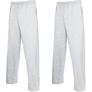 2 Pack Fruit of the Loom Jogginbroek Heren met Rechte Pijp - Trainingsbroek Heren - Grijs (Maat M) Inclusief 2 TLRGolf Wasknijpers