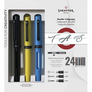 Sheaffer kalligrafiepen - zwart, blauw, geel maxi - penpunt F/M/B - SF-93404