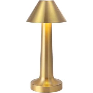 Qaan Living Tafellamp op batterijen - Oplaadbaar en dimbaar - Touch bediening - Moderne touch lamp goud - Messing - Nachtlamp draadloos - Nachtlamp oplaadbaar