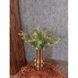 Kunstplanten boeket - bosje - pasen - nep - geel/groen - decoratieve accessoires - 2 STUKS - Zijden bloemen - 35 cm