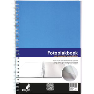 Kangaro fotoplakboek - 33x23cm - blauw - zuurvrij papier - met pergamijnvellen - K-750114