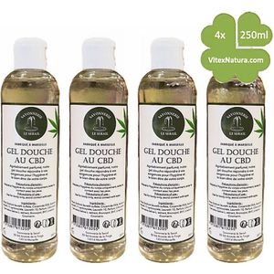 Marseille zeep | CBD cannabis | douche en badgel 4x250ml | Ambachtelijke zeep van Le Serail