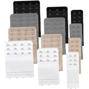 BH verlengstukken - 12 Stuks - BH Verlengstuk - 10*3.2cm/10*5.7cm/10*7.7 cm - Zwart, wit, gebroken wit en grijs - BH-verlenger - BH accessoires - Polyester