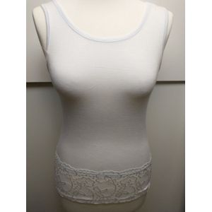 Dames tank top Lauren met kanten rand wit Maat XS