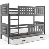 Houten Stapelbed Grijs 90x200 cm - opberglade - TÜV getest