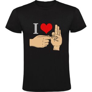 I Love Fingers Heren T-shirt | Valentijnsdag | vrijgezellenfeest | relatie | liefde