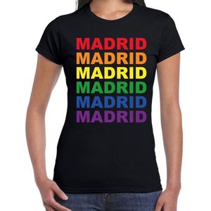 Regenboog Madrid gay pride / parade zwart t-shirt voor dames - LHBT evenement shirts kleding / outfit XL