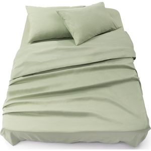 Blumtal 3-delige Set Bedlaken - Hoeslaken 180 x 200 x 30 cm - Laken 280 x 275 cm - 2 x Kussensloop 50 x 80 cm - Licht Olijfgroen