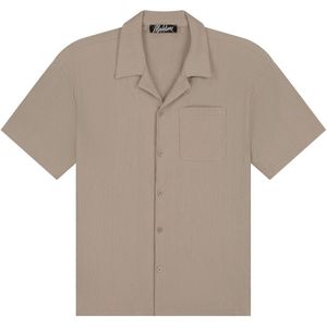 Malelions - Seersucker Shirt - Taupe - 100% Polyester
