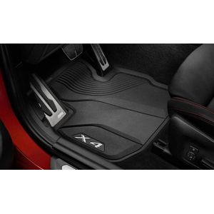 Rubberen Automatten Voorzijde voor BMW X4 (G02) & X4M (F98) - Tweedelig - Slijtvast - Incl. LCI & Klittenbandpluggen - Linker Stuur - Zwart - Thermoplastische Elastomeren