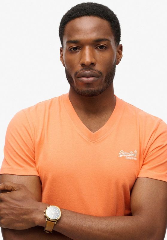 Superdry - Vintage Logo - Vee T-shirt - Oranje - Korte Mouwen