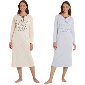 Katoenen nachthemd met lange mouwen - set van 2