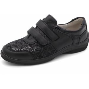 Waldläufer - OrthoTritt - Klittenbandschoen - Leer/Stretch - Zwart