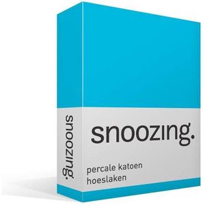 Snoozing - Hoeslaken  - Lits-jumeaux - 160x200 cm - Percale katoen - Turquoise