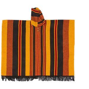 Poncho Siona Zwart / Geel | Katoen | Zomer poncho | EcuaFina | Zomer 2023