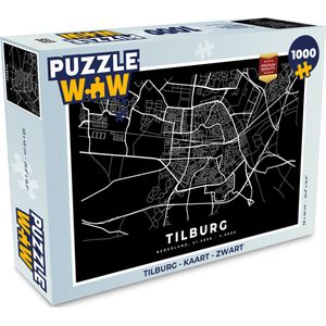 Puzzel Tilburg - Kaart - Zwart - Legpuzzel - Puzzel 1000 stukjes volwassenen