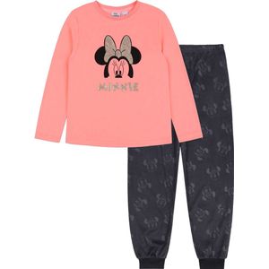 DISNEY Minnie Mouse - Oranje-Grijze Meisjespyjama met Lange Mouwen