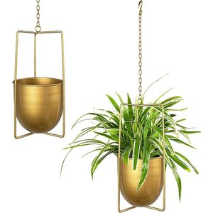 Hangende bloempot bloempot-hanger metaal bolo vetplanten binnen buiten goud Flower Hanger