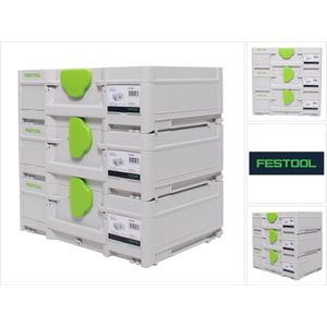 Festool Systainerset 3x SYS3 M 137 ( 3x 204841 ) 10.4 liter 396x296x137mm Gereedschapskoffer koppelbaar