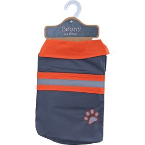 Boony - Honden regenjas - Safety met reflectie - grijs/oranje - 30 cm ruglengte hondenjas (gelieve eerst meten)