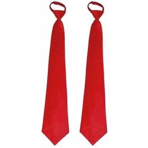2x stuks rode carnaval/verkleed stropdas 46 cm voor volwassenen