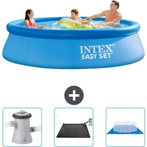 Intex Rond Opblaasbaar Easy Set Zwembad - 305 x 76 cm - Blauw - Inclusief Zwembadfilterpomp - Solar Mat - Grondzeil