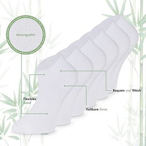 Bamboe Sokken, Sneaker Sokken, Dames en Heren, Kort, Antibacterieel, 6 Paar, 39-42, Wit