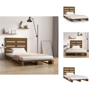 vidaXL Houten Bed - Massief Grenenhout - 200x100x80 cm - Honingbruin - Bed
