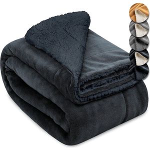 Beautissu - Alina - Deken - Antraciet - 150x200 cm - Fluffy Winter Fleece Plaid