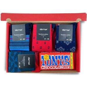 Naadloze sokken met chocolade - Giftbox - Cadeau - Glens - Rood - Maat 36-40