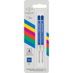 Parker-balpenvullingen | Medium punt | blauwe QUINKflow-inkt | 2 stuks