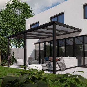 Pratt & Söhne terrasoverkapping 5x3.5 m - Overkapping tuin met helder en weerbestendig polycarbonaat - Veranda met zonwering en poten van aluminium - Antraciet