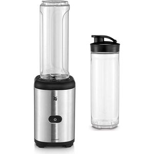 Intelectro Blender - Smoothie-to-go Mixer voor moeiteloze mixen en veelzijdige creaties! - 300W - Plastic Flesje - 4 Roterende Messen - 1 Snelheid - 23 000 Toeren per Minuut - Zilver/Zwart - Levering Sneller dan Aangegeven!