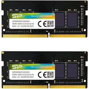 Silicon Power - Laptopgeheugen - DDR4 - 16GB (2x8GB) - 3200MHz - CL22 - SODIMM - SP016GBSFU320X22