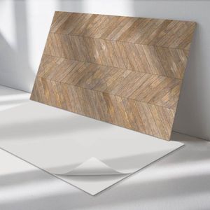 Wallfluent Vinyl Wandpaneel - Visgraatpatroon Wandpaneel PVC - 120 cm x 60 cm - Bruin Vinyl Wandpaneel - Set van 1 - Rechthoekig Wandbekleding Vinyl - Texturen Wandpaneel - Zelfklevend Wandpaneel - Wandpaneel Keuken en Badkamer