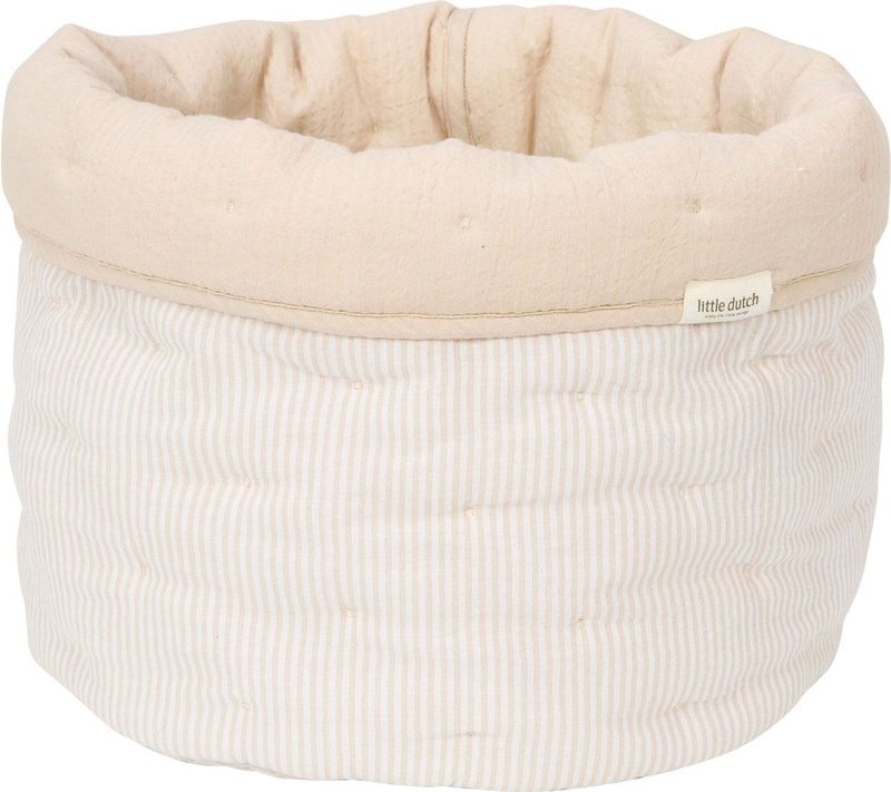 Little Dutch - Pure Commodemandje Groot - Soft Beige Streep - Opbergmand